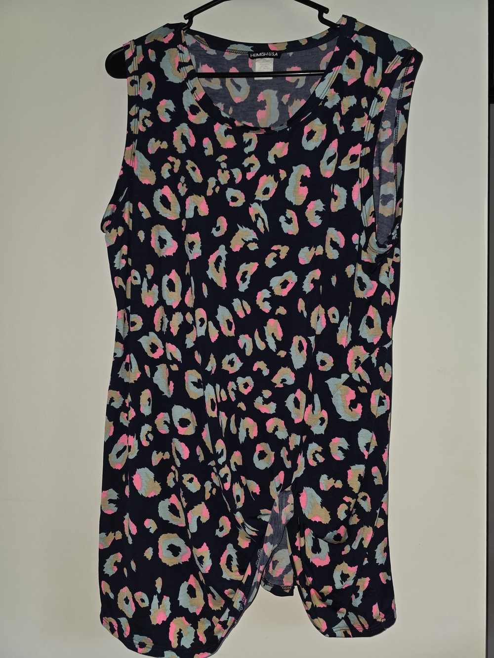 HEIMISH USA Leopard Print Tank Top - Black with Pink & Mint